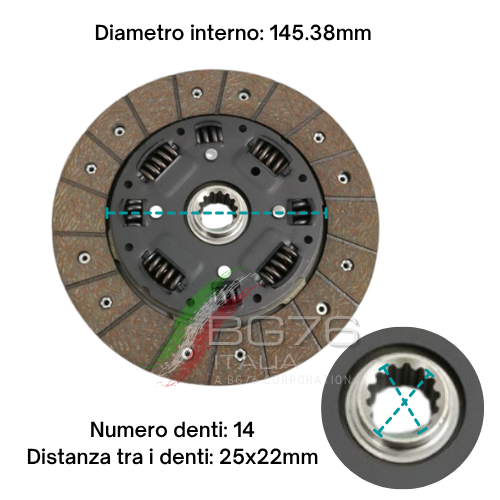DISCO FRIZIONE CON PARASTRAPPI ad. FERRARI CROMO 40 D=214mm Z=14 (25X22) - immagine 2