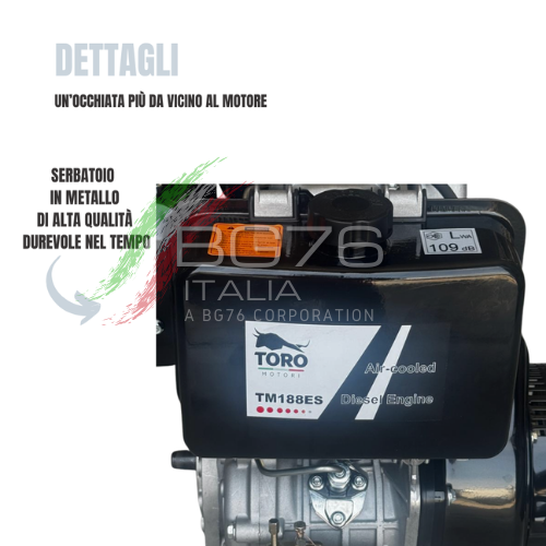 MOTORE TORO MOTORI DIESEL 12 HP CON AVVIAMENTO ELETTRICO TORO MOTORI TIPO YANMAR TM188ES CONICO 23mm - Image 3
